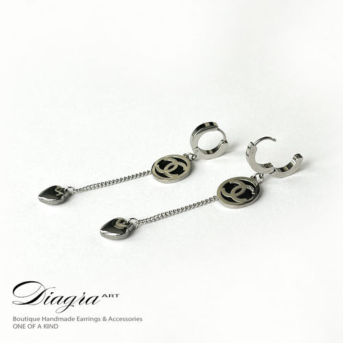 Chanel earrings black opal handmade 0303238
