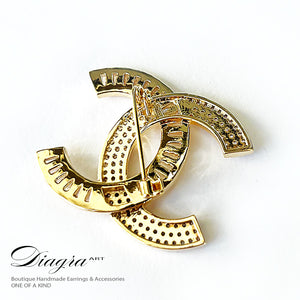 Chanel gold tone brooch encrusted with swarovski Diagra art 19022310 back