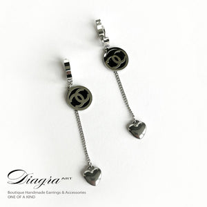 Chanel earrings black opal handmade 0303238 cc