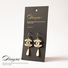 Load image into Gallery viewer, Chanel Pearl Dangle Earrings one of a kind designer inspired 161235