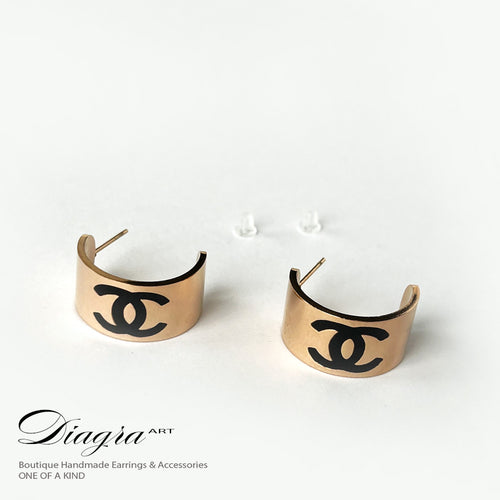 Chanel Handmade earrings rose gold tone Diagra Art 0303239