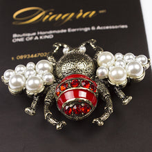 Load image into Gallery viewer, gucci-brooch-fly-bronze-pearls-handmade-designer-inspired-61916-3