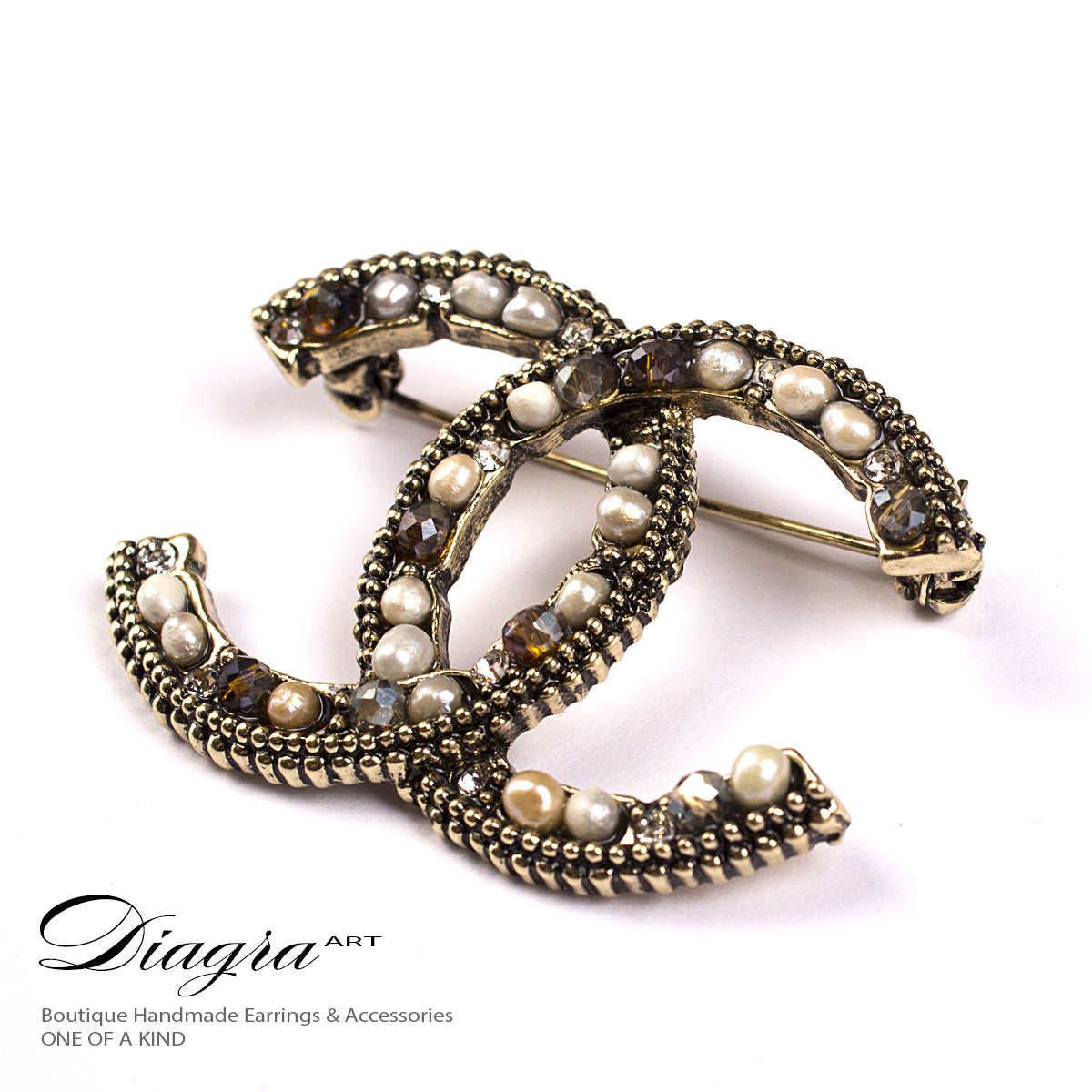 Chanel brooch handmade Diagra Art 61914 designer inspired