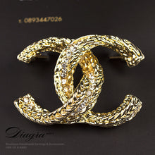 Load image into Gallery viewer, chanel-brooch-gold-crystal-designer-inspired-handmade-1