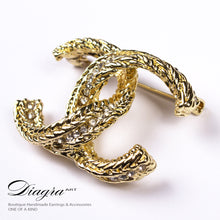 Load image into Gallery viewer, chanel-brooch-gold-crystal-designer-inspired-handmade
