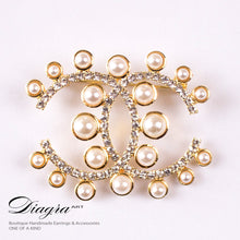 Load image into Gallery viewer, chanel-brooch-goldtone-faux-pearl-crystal-diagra-art-200231