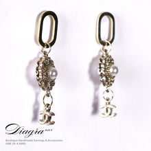 Load image into Gallery viewer, chanel-earrings-bronze-pearl-designer-inspired-handmade-61957-1