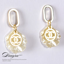 Load image into Gallery viewer, chanel-earrings-gold-perl-drop-designer-inspired-61956-side
