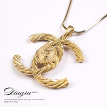 Load image into Gallery viewer, chanel-necklace-designer-inspired-gold-logo-61958-pendant