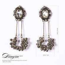 Load image into Gallery viewer, handmade-earrings-silver-zircon-one-kind-diagra-art-61940-front