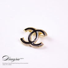 Load image into Gallery viewer, set-3-cc-black-crystal-chanel-brooches-diagra-art-200240-4